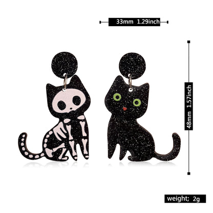 Halloween Women Funny Horror Black Cat Earrings