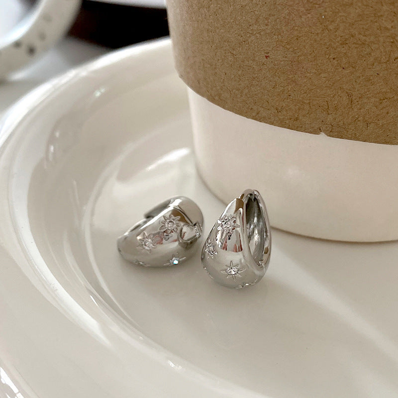 Boucles d'oreilles en métal et zircon pour femmes, bijoux élégants