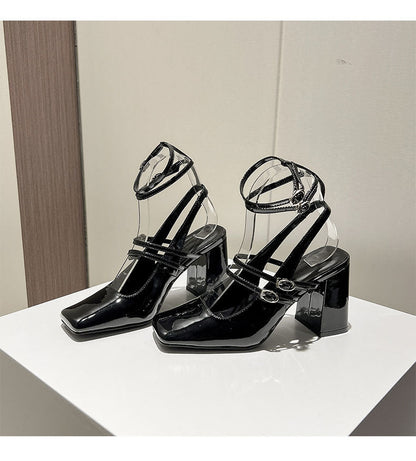 Talons hauts Mary Jane à talons épais vintage pour femmes