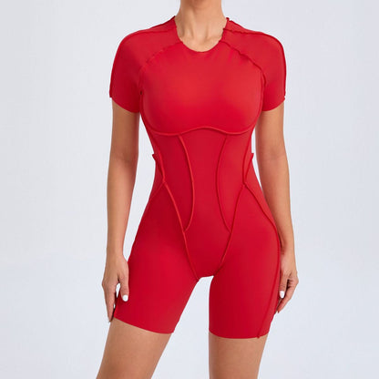 Women Fashion Solid Color Backless Yoga Rompers