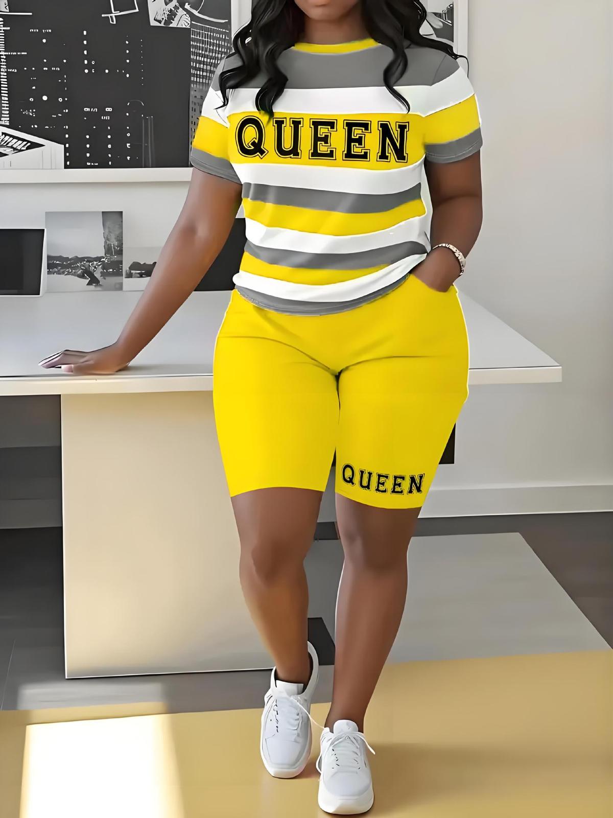 Women Casual Printed Two-Piece Short-Sleeve T-Shirt Set