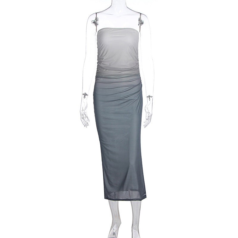 Vestido tubo sin mangas con degradado sexy a la moda para mujer