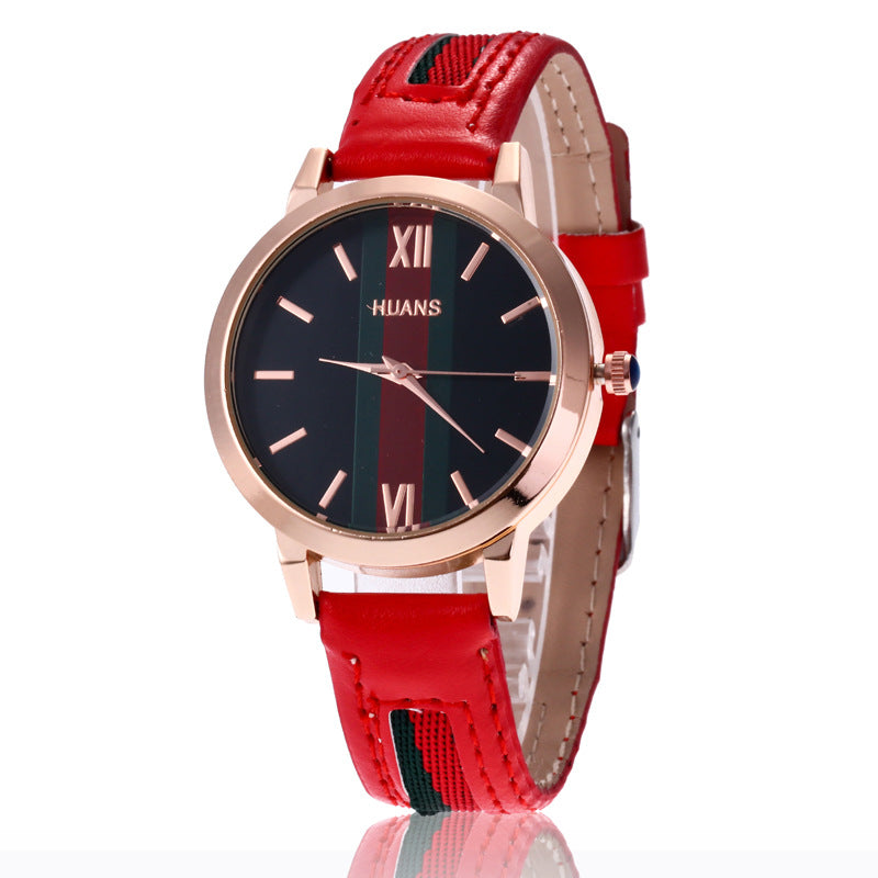Women Fashion Casual Contrast Color Large Dial Quartz Watch