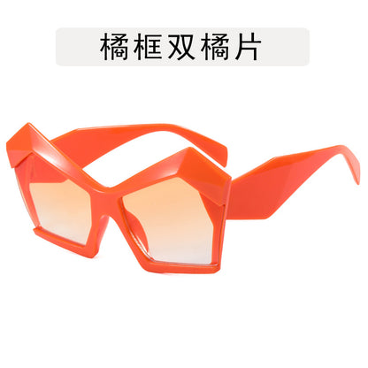 Gafas de sol con diseño de gato, estilo retro, con montura grande y polígono de moda