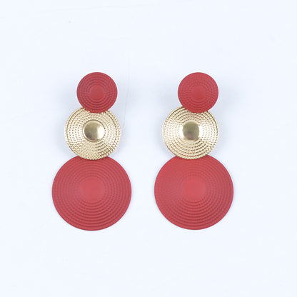 Women Fashion Solid Color Three Layer Mosquito Plate Earrings