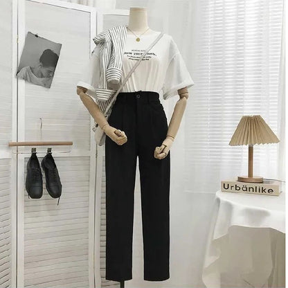Women High Waist Loose Straight Wide Leg Pants