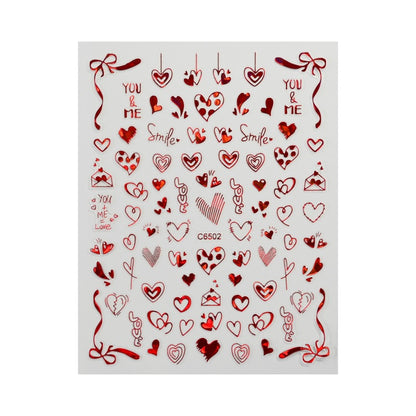 Autocollants pour ongles Love Laser Red pour la Saint-Valentin