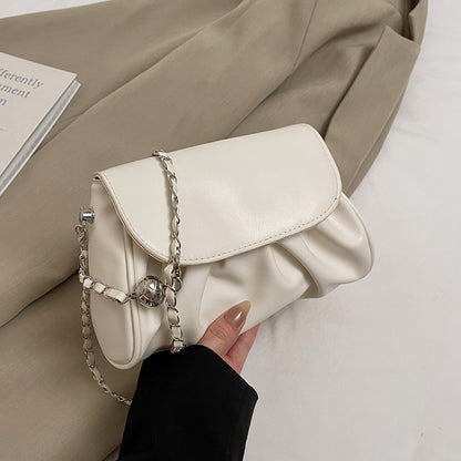 Bolso de hombro con cadena plisada de color liso para chica de moda