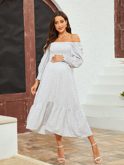 Vestido de gasa con volantes y estampado floral para embarazadas