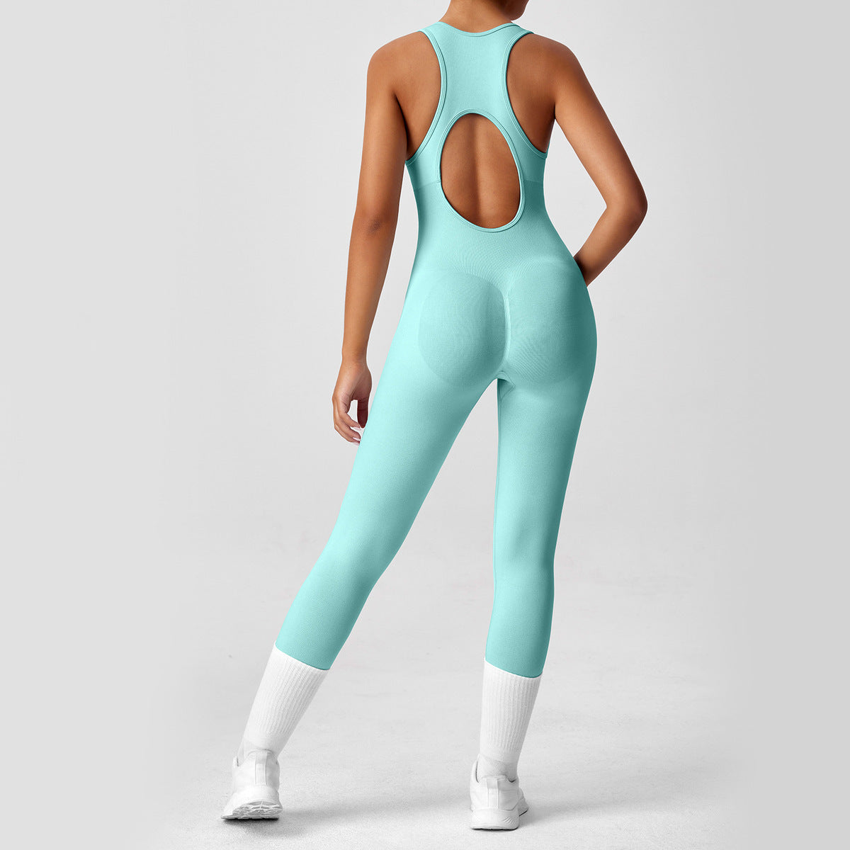 Women's Yoga Solid Color Hollow Out Sleeveless Jumpsuit