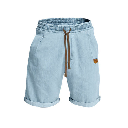 Short décontracté en denim de coton avec cordon de serrage pour homme