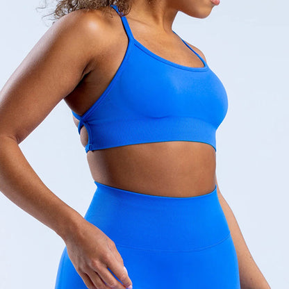 Soutien-gorge de yoga dos nu sans coutures, couleur unie, décontracté, pour femmes