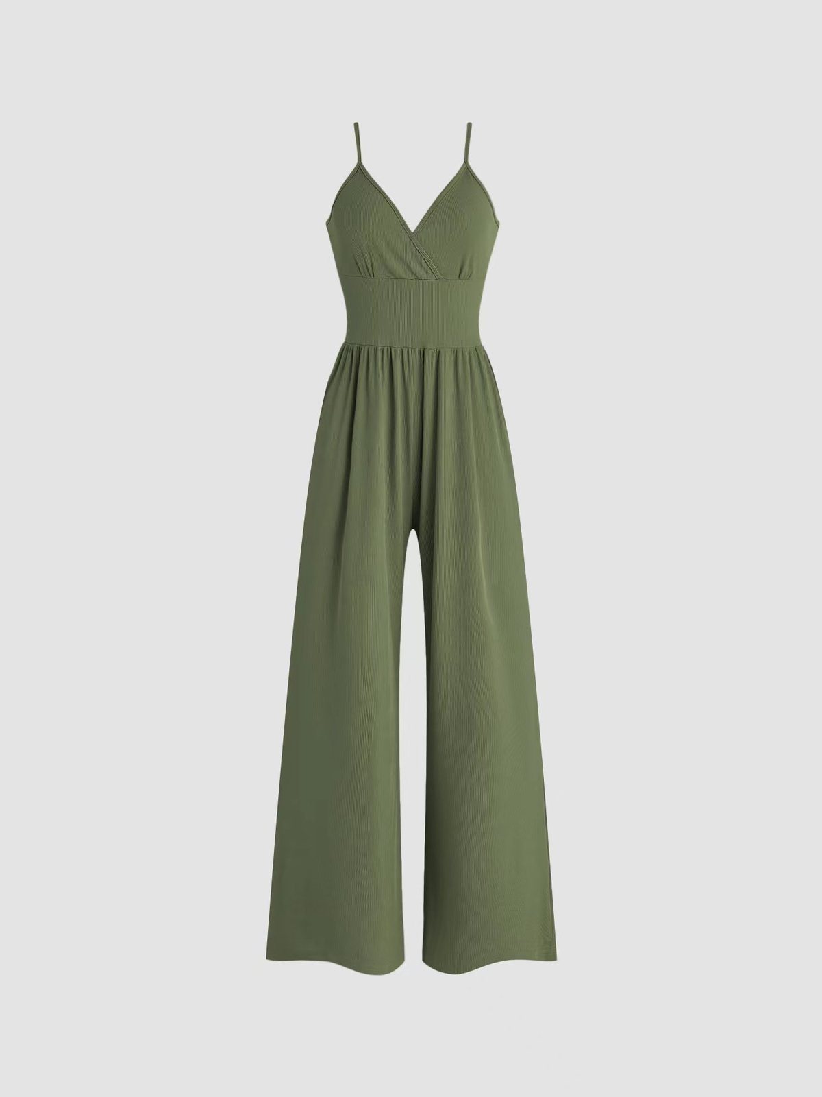 Women Casual Solid Color V-Neck Spaghetti Strap Jumpsuits