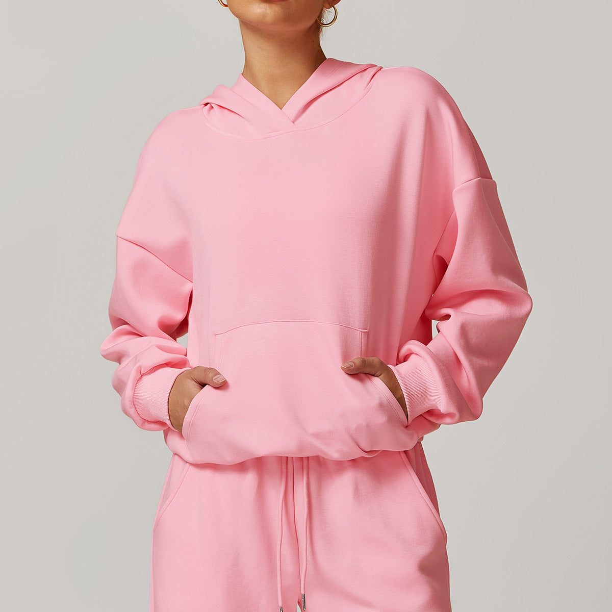 Sudadera con capucha de manga larga de color liso informal a la moda para mujer