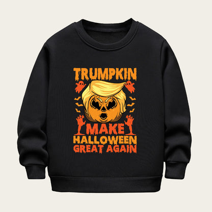 Kids Toddler Boys Girls Halloween Cartoon Print Fleece Sweatshirt