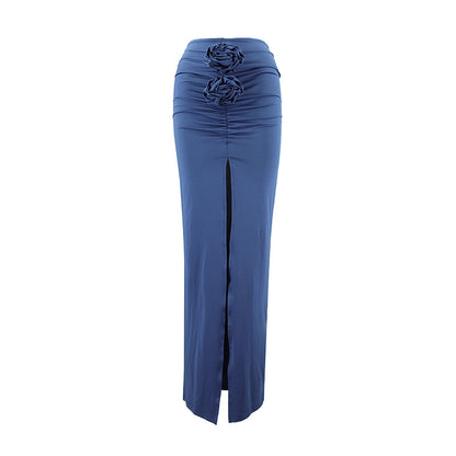 Summer Women Fashion Sexy Slim Floral Split Skirt