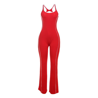 Combinaison sans manches sexy à couleurs contrastées pour femmes