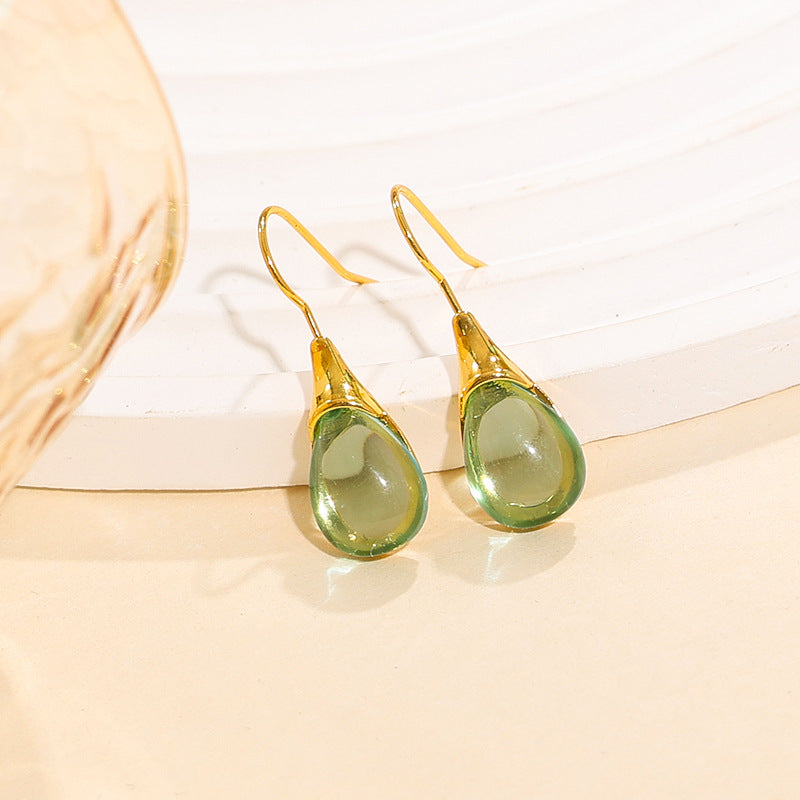 Women Fashion Drop-Shaped Cat Eye Earrings in Solid Colors