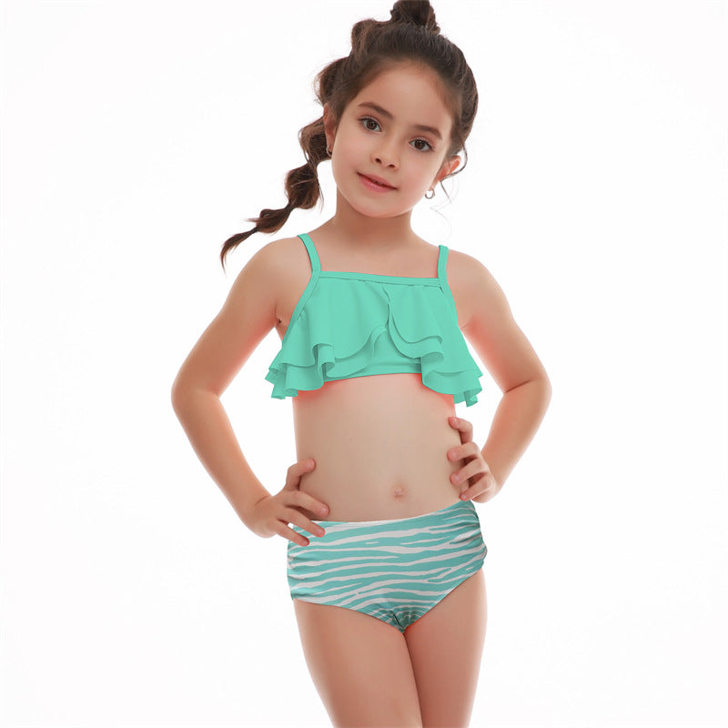 Kids Girls Casual Cute Floral Print Tankinis Swimwear