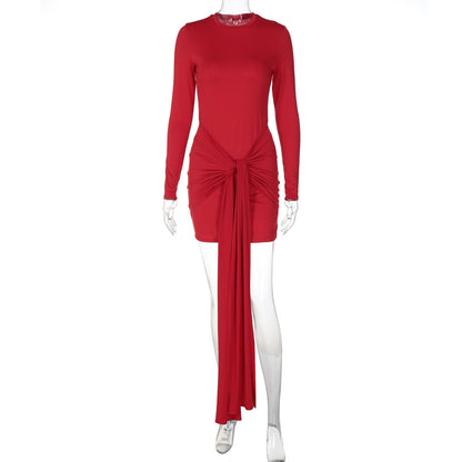 Women Sexy Bodycon Long Sleeve Dress in Solid Color