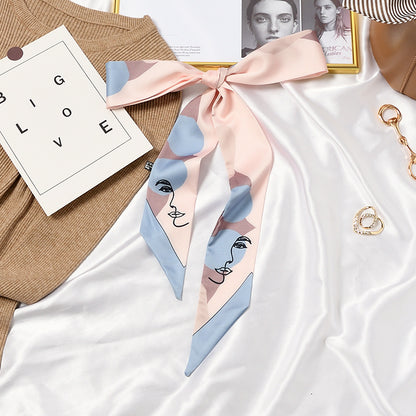 Banda para el cabello estampada a la moda para mujer, bolso con asa, bufanda de cinta