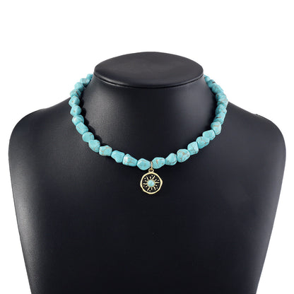 Bohemian Irregular Beaded Turquoise Necklace