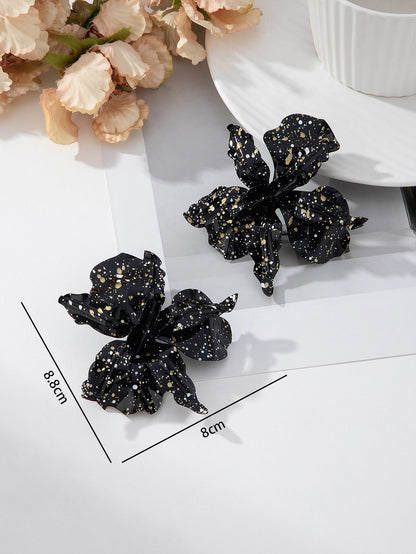 Boucles d'oreilles florales exagérées à la mode, style fleur en alliage, tendance