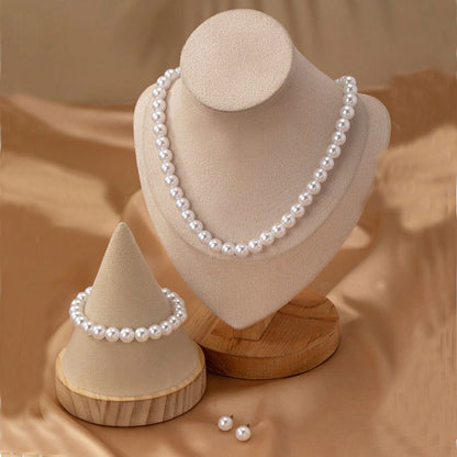 Conjunto de joyería de perlas de imitación de 8 mm de moda y elegante