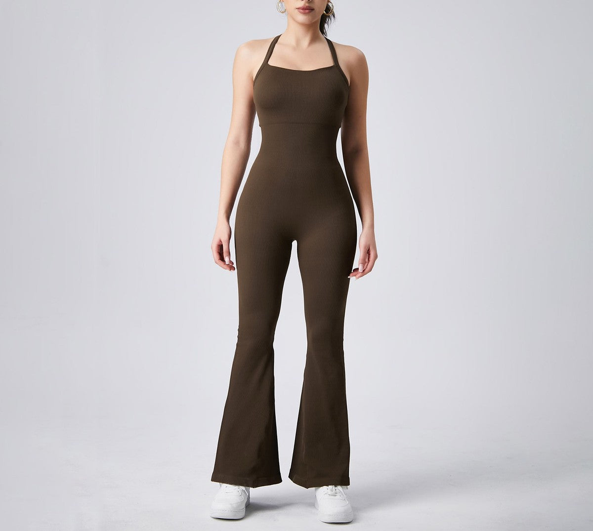 Women Fashion Solid Color Halter-Neck Jumpsuits