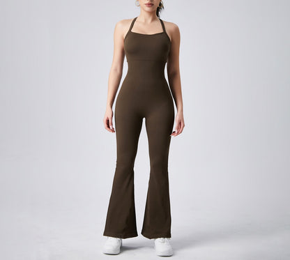 Women Fashion Solid Color Halter-Neck Jumpsuits