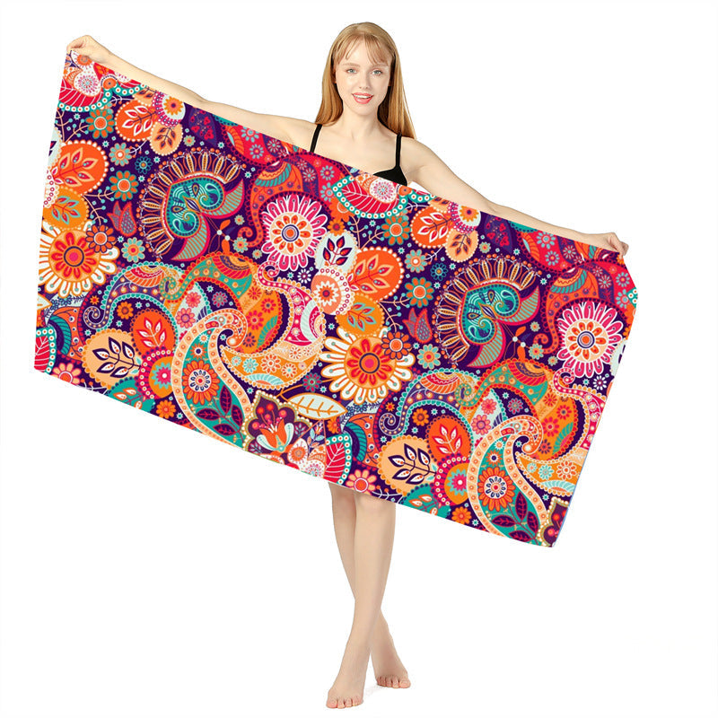 Toalla de playa de terciopelo con estampado geométrico informal de moda