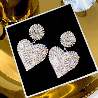 Pendientes personalizados con forma de corazón de diamantes de imitación
