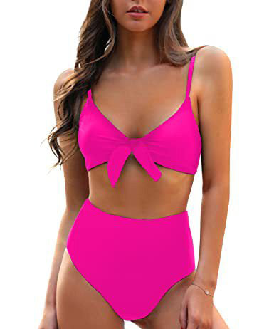 Traje de baño bikini sexy de color sólido con cordones para mujer