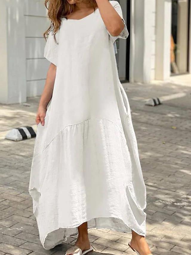 Women Fashion Casual Loose Plus Size Maxi Dress