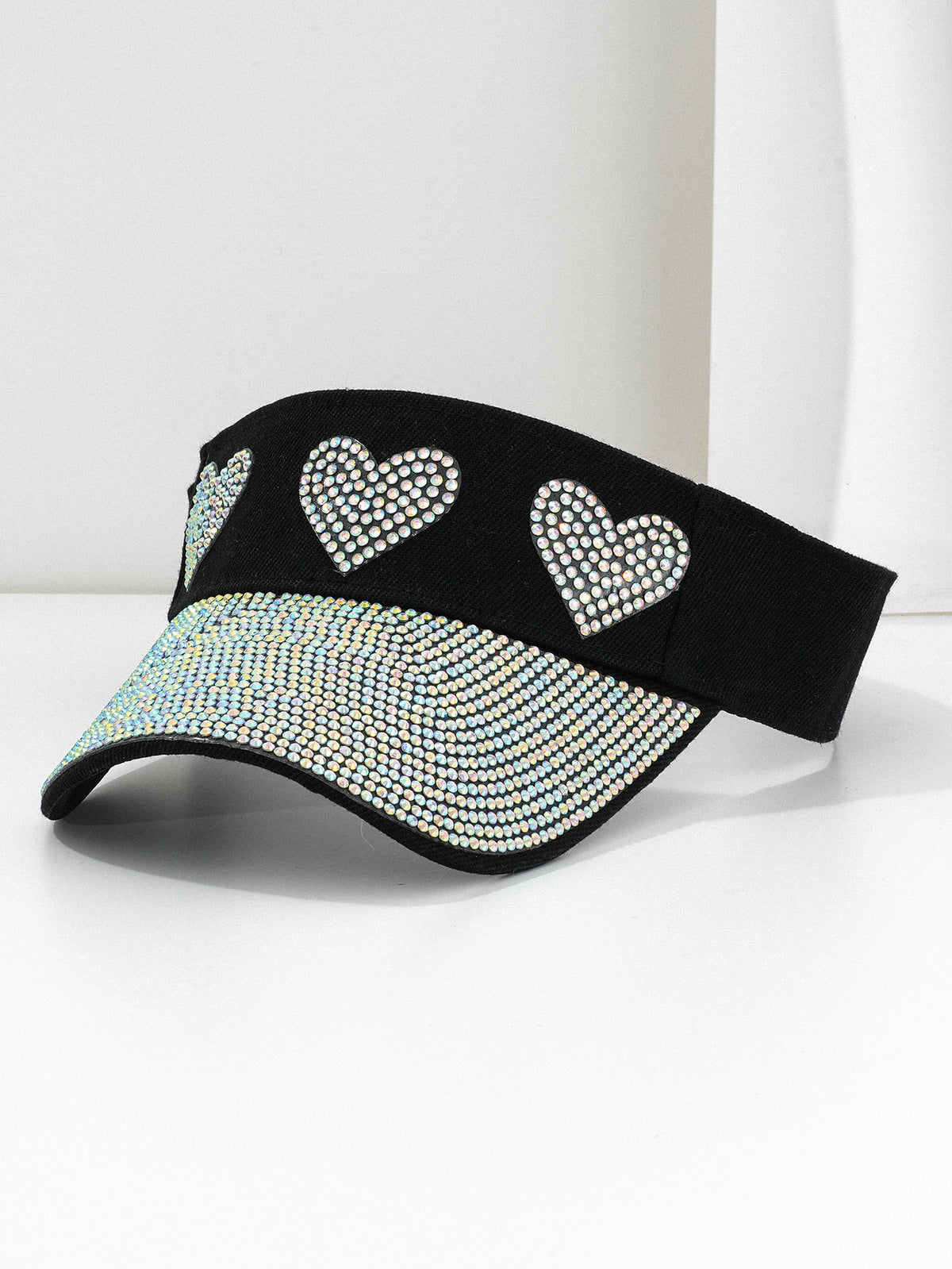 Gorra de béisbol para pareja con diamantes de imitación en forma de corazón