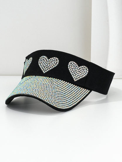 Gorra de béisbol para pareja con diamantes de imitación en forma de corazón