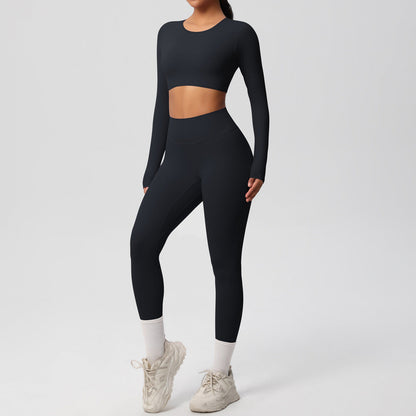 Women Yoga Solid Color Sports Two-Piece Set