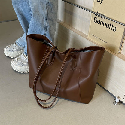 Bolso de mano informal, sencillo, de color sólido y gran capacidad para mujer