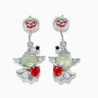 Pendientes creativos de Halloween con dibujos animados de cobre bañados en oro