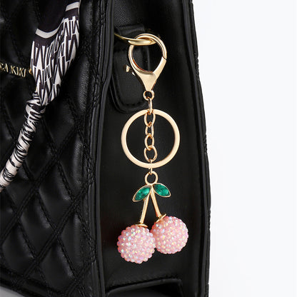 Creative Cute Simulation Fruit Alloy Rhinestone Cherry Key Chain