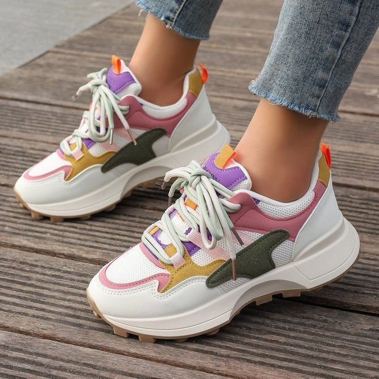 Women Casual Contrast Color Platform Sneakers