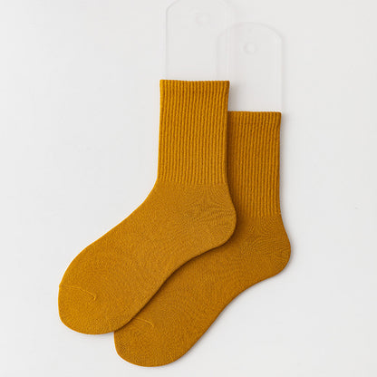 Calcetines casuales de algodón de color sólido para mujer