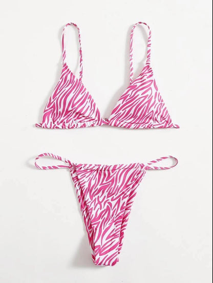 Ensemble de maillot de bain bikini sexy à rayures pour femme, mode été