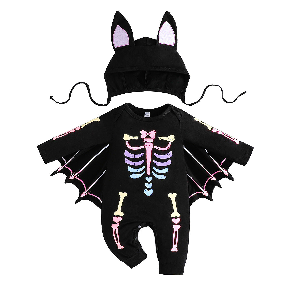 Pelele de manga larga con esqueleto de Halloween para niñas y bebés de otoño