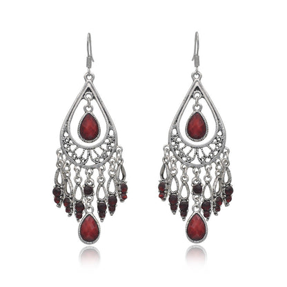 Boucles d'oreilles pendantes multicolores style bohème rétro pour femme