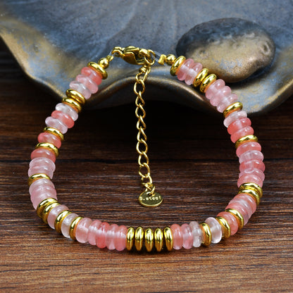 Women Multicolor Natural Stone Beaded Bracelet - Organic Fashion Accessory