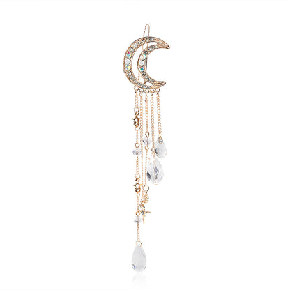 Fashion Moon Tassel Rhinestone Headwear