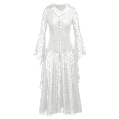 Robe à capuche à lacets style gothique rétro pour femme
