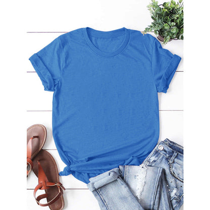 Camiseta básica sencilla de verano para mujer, color liso y en blanco