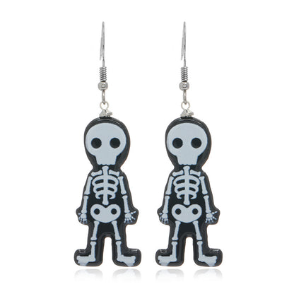 Pendientes de calavera de calabaza con diseño de Halloween para mujer